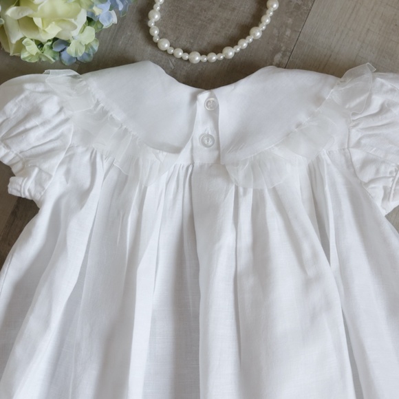 White Linen Float Dress Flower Girl Bailey Boys Chabré Boutique Size 4 NWT - Picture 4 of 8